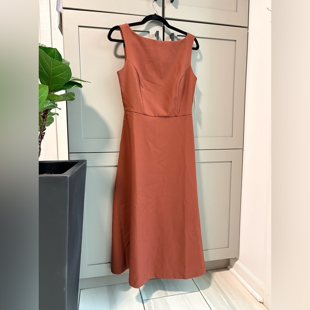 NWT | Sleeveless Tailored Midi Dress w/ Pockets | A New Day Mocha Brown | S - Picture 10 of 16